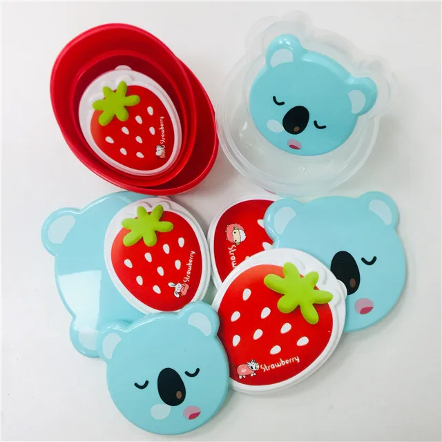 New Arrival Cartoon Food Fruit Snack Candy Storage Container Sets For Kids 4 in 1 sets Strawberry lunch box