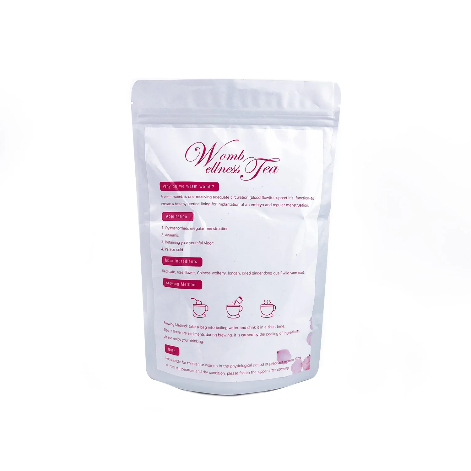 private label 100% herbal Organic loose blooming womb wellness fertility tea 100% natural for Female Relief Women Period Pain