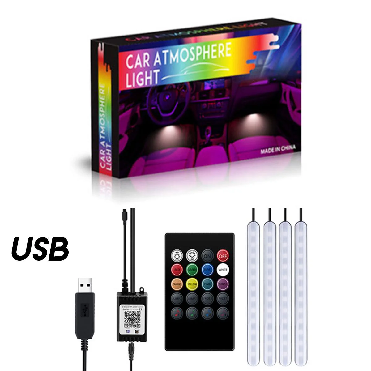  Новые продукты RGB светодиодные декоративные лампы для салона автомобиля полосы светодиодное освещение атмосферы с управлением через