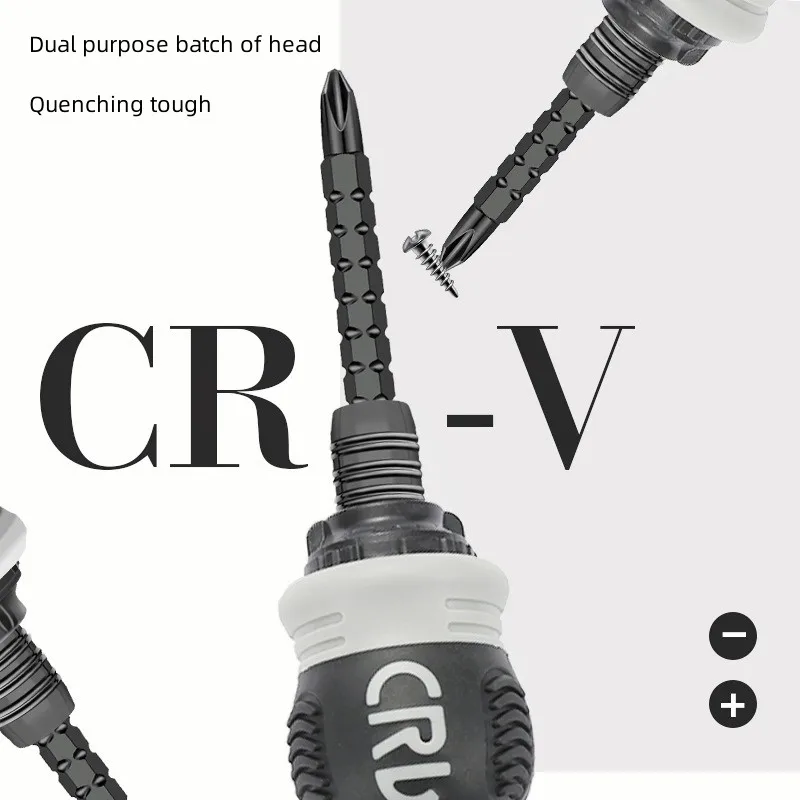 Retractable Dual-purpose Ratchet Screwdriver Cross Head Slotted Screwdriver Set