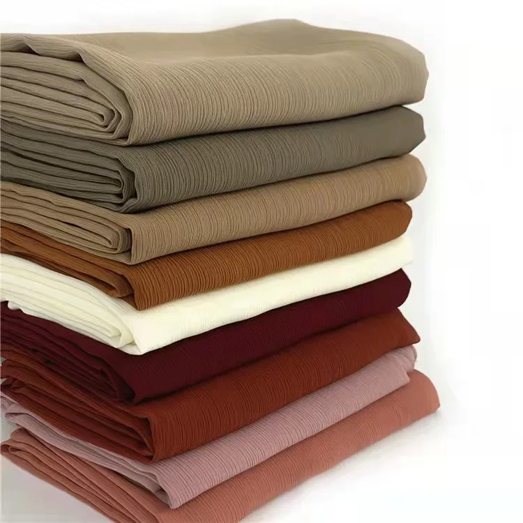 hijab rop islam Silky firm pattern solid color headscarf bubble chiffon hijab for women