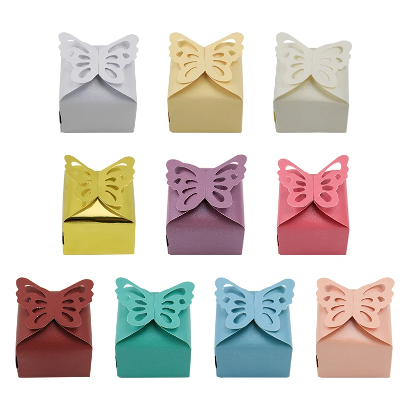 Lovely Multi Colors Butterfly Pattern Candy Paper Boxes Wedding Party Favor Chocolate Paper Box For Bridal Shower Birthday Party