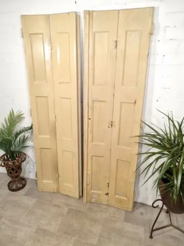 Vintage French Wooden Pine Bi folding Window Door Shutters Screen Room Divider