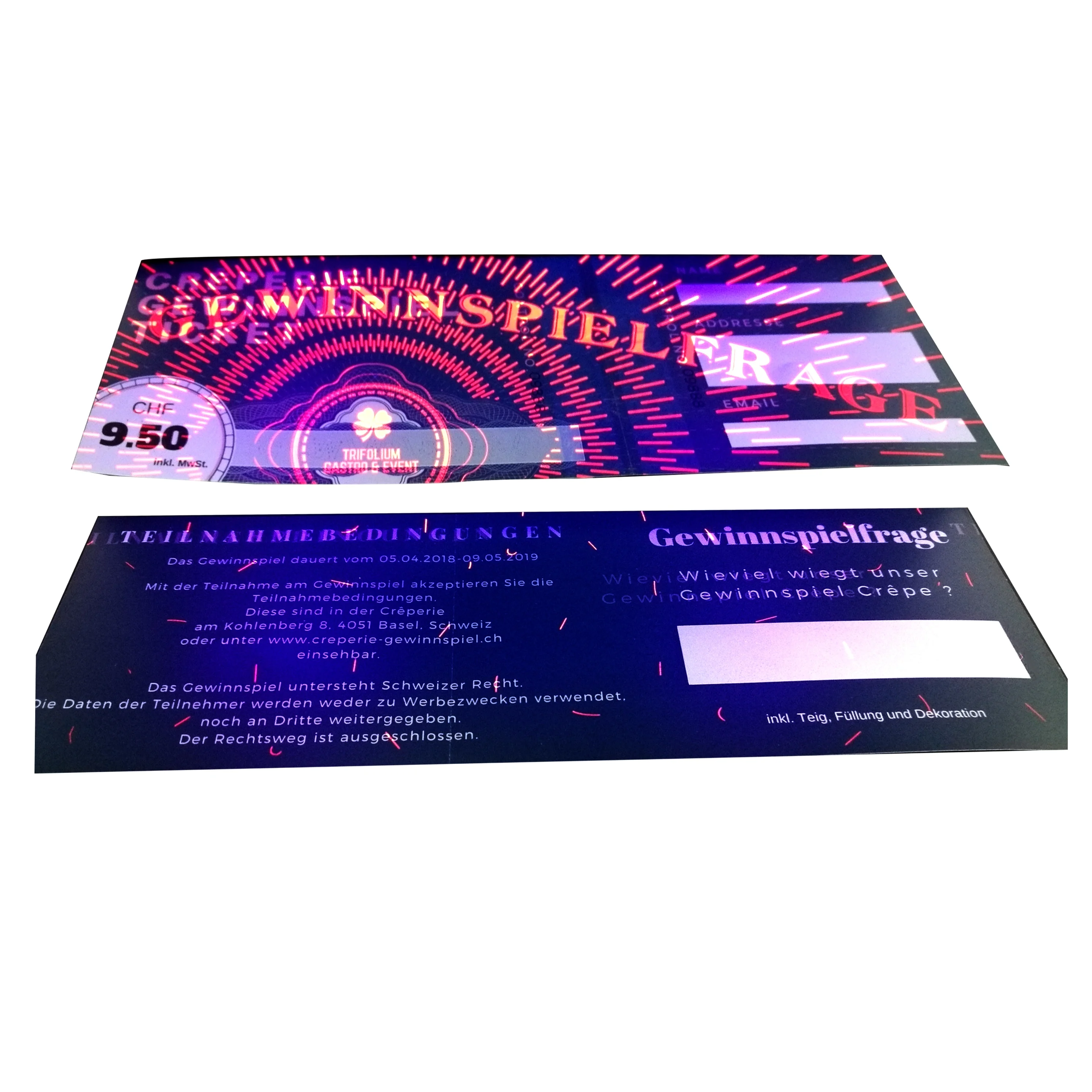 Factory Manufacture Security Ticket/Coupon/Voucher Printing
