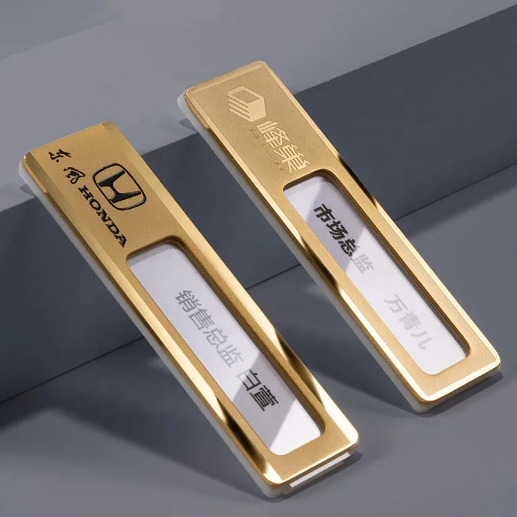 Custom name reusable pin magnetic back name badge tag for hotel bank staff