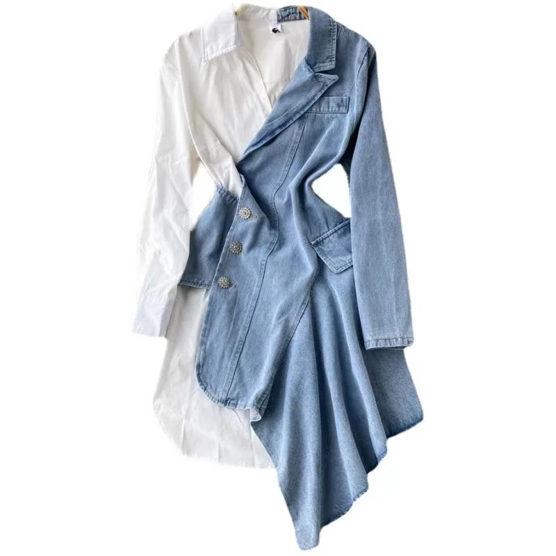 Autumn Solid Dress,Women Asymmetric Dress,Ladies Casual Dress