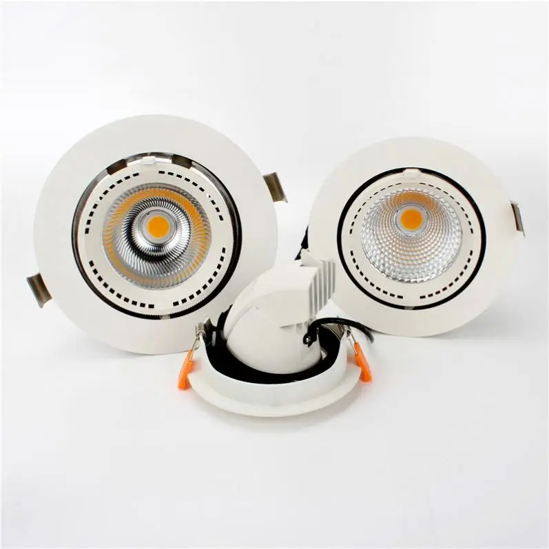 Recessed adjustable 8W15W 30W 40W cob led gimbal tiltable grille down light for projects commercial