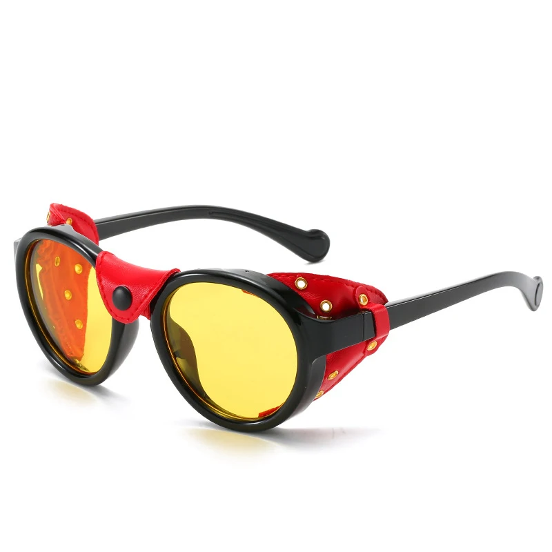 New retro leather case sunglasses 0046 European and American classic punk sunglasses men riding sunglasses