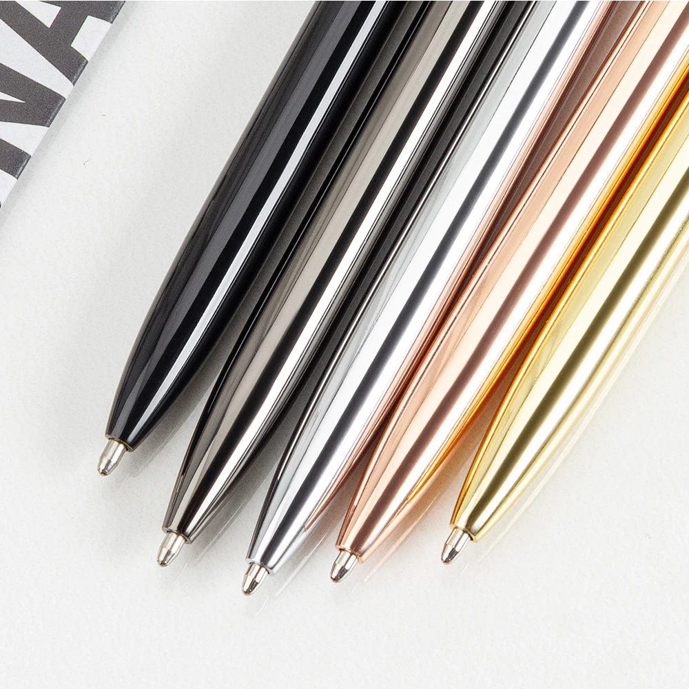 Minimum Order Gifts Chrome Plated Long Metal Pen Silver Gold Rose Gold Skinny Desk Slim Hotel Pen