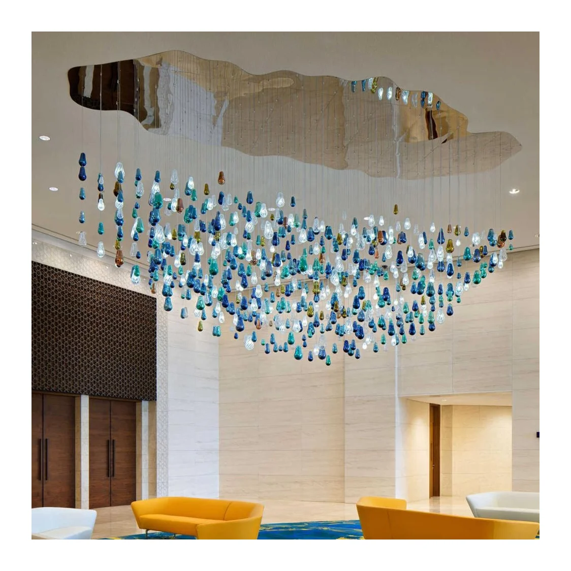 Customized Lanyard Turkish Lighting Light LED Hand Blown Glass Bulb Chandelier