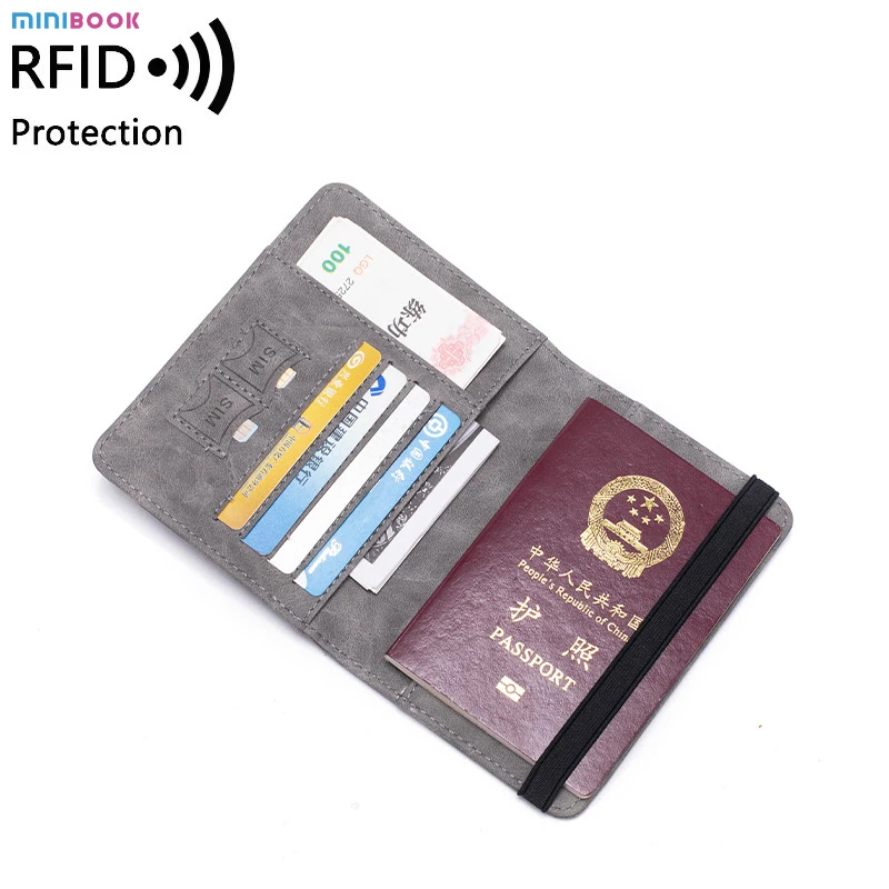 High Quality Custom Logo Pu Leather Passport Cover Rfid Blocking Passport Holder Travel Wallet With Card Case