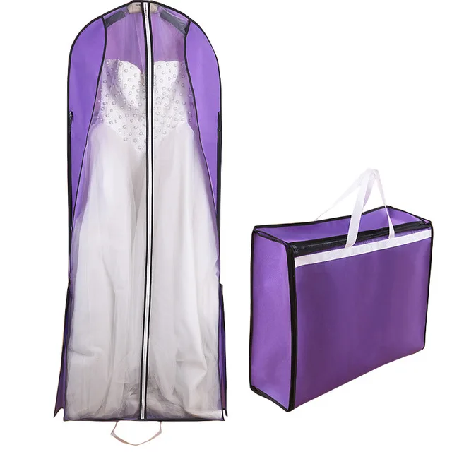 2021Dual-use Long 150cm Bridal Dust Cover Travel Coat Suitcase luxury foldable non woven wedding dress bag for wedding gowns