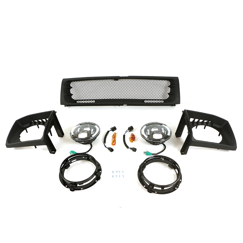 Auto Parts Modified ABS Black Car Front Grille With LED Light Bar Fit For PAJERO V33 V43 V31 V32