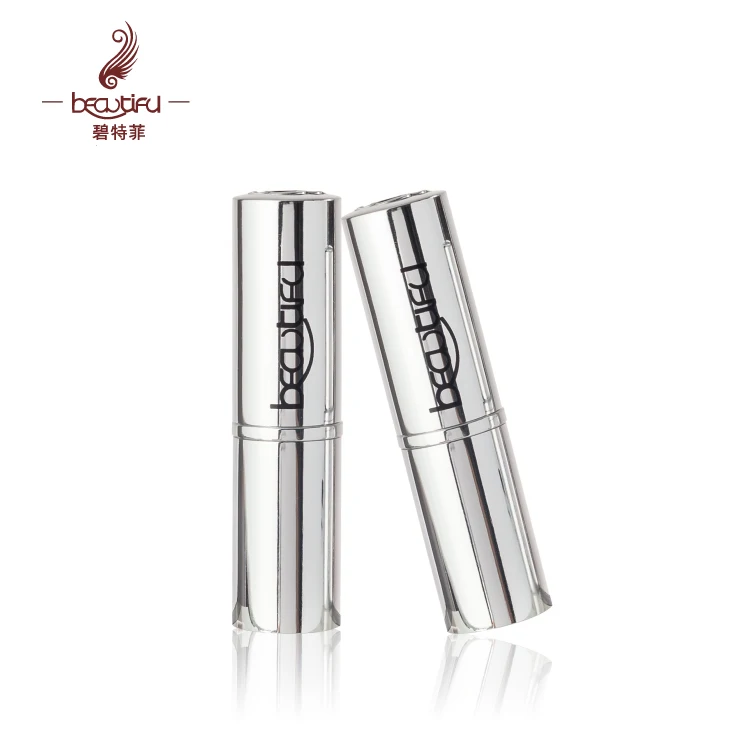 new trend 3.8g metal/aluminum shiny silver container luxury empty lipstick tube with embossed logo