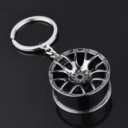Creative gift 3d car accessories hub metal key ring advertising waist hanging key ring chain link pendant