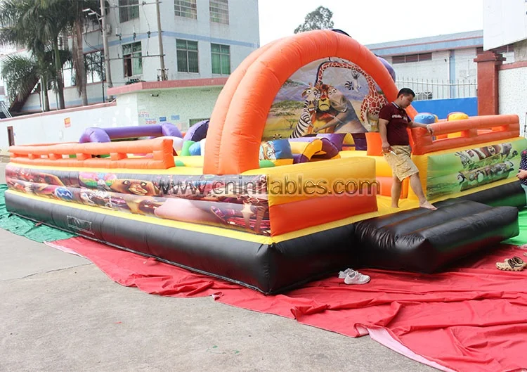 Orient Inflatables Amusement Park Madagascar theme Inflatable Obstacle challenge Course