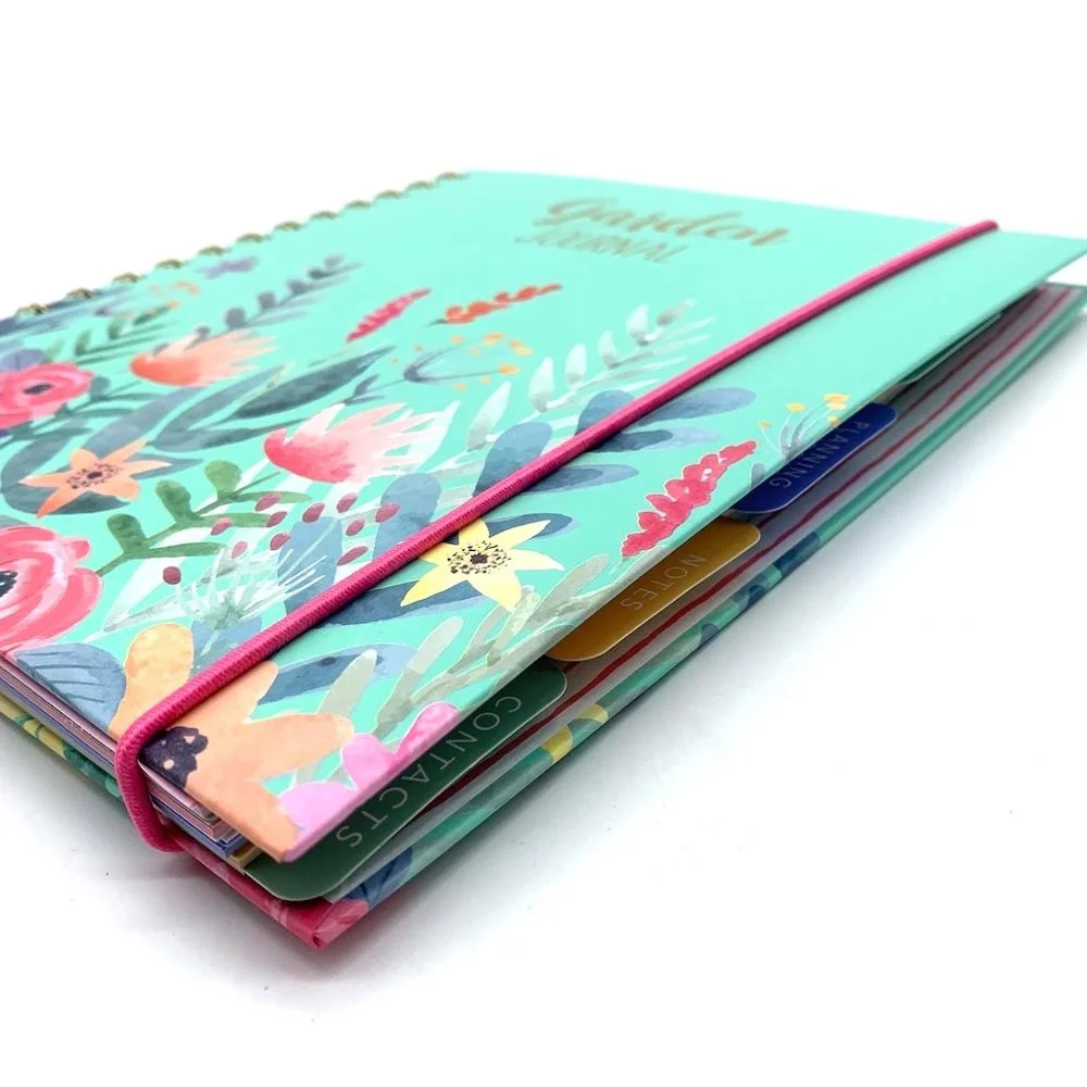 
Custom fancy paper spiral notebook with colored index tab divider and planner 