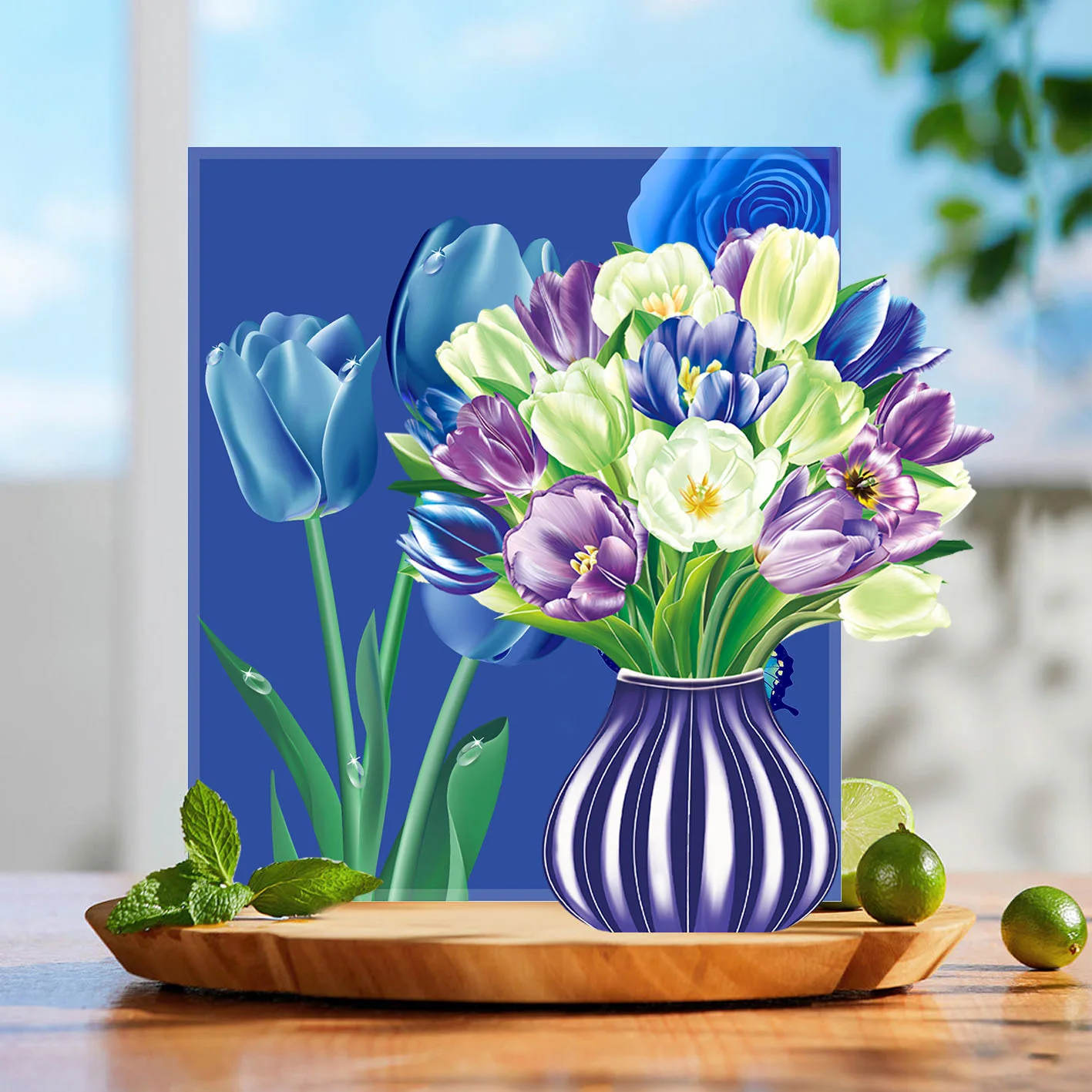 Paper Pop Up Cards,Beautiful Flower Bouquet 3D Greeting Cards, Birthday Gift Cards Best Friend Gift with Note Card and Envelope