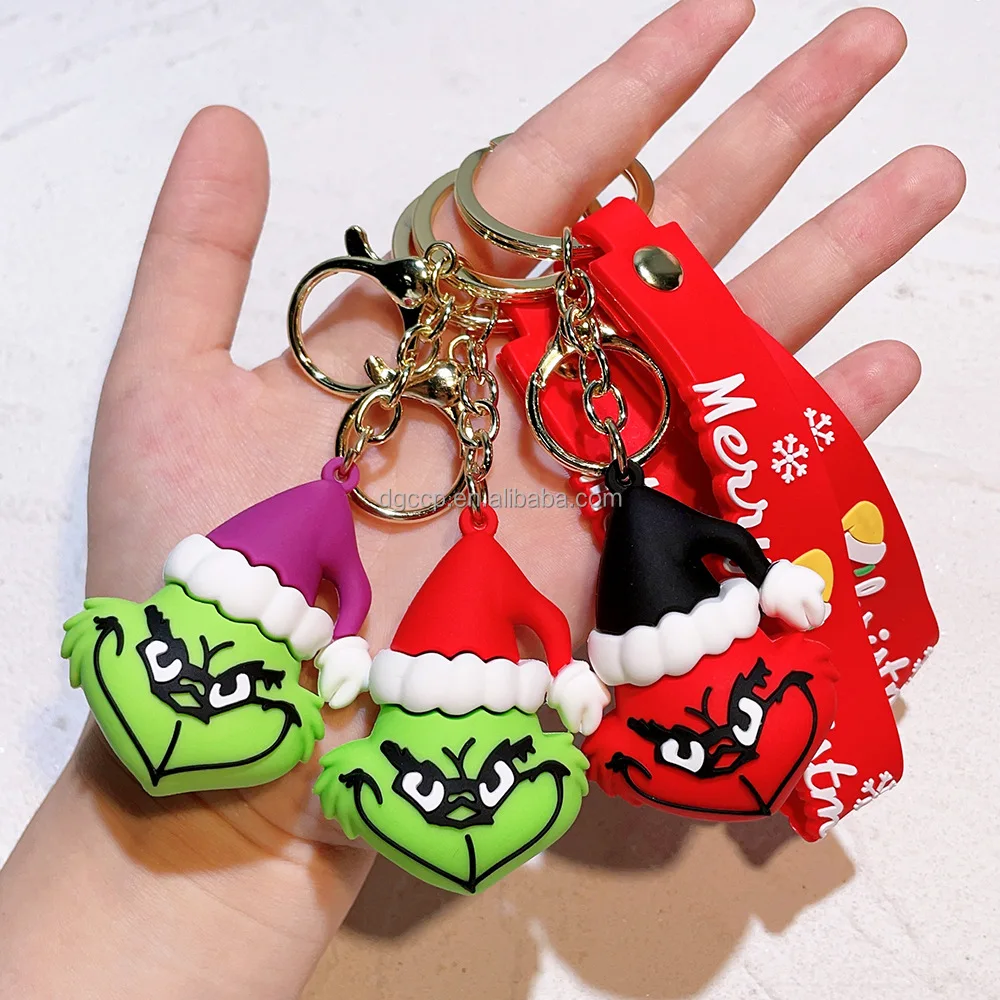 3 styles Cut decoration gifts Anime figure souvenir 3d grinches Character pvc cartoon grinches keychain accessories