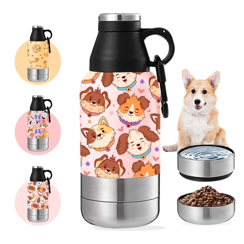 Best Seller Leak Proof Portable Puppy Pet Water Bottle Dog Water Bottle for Outdoor Walking Travel with Two Pet Feeder Bowls