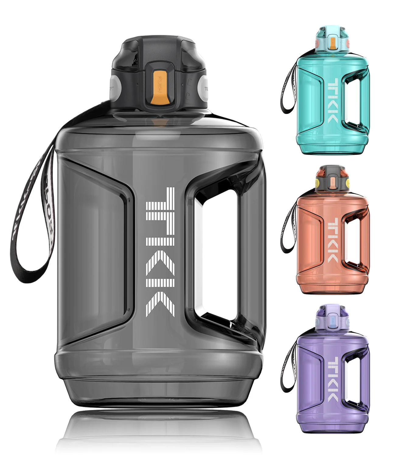 Large Capacity Water Bottle Jug For Gym with Straw Time Marker Dishwasher Safe 1/2 Gallon 64 Oz Water Bottle Jug BPA Free