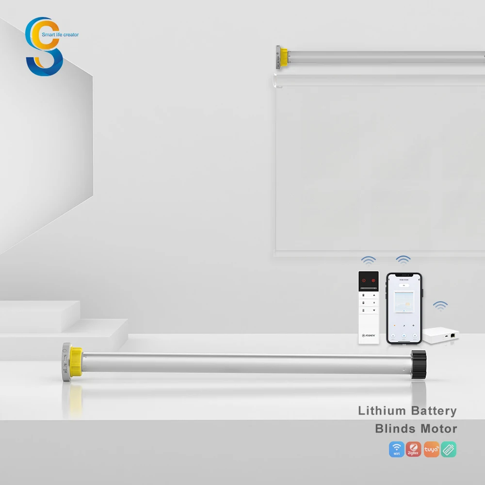 Dc Roller Shutter 25mm 2200mah Lithium Battery Tuya Smart Motorized Remote Control Tubular Motor For Projection Screen