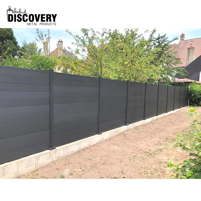 6ft  wood plastic composite privacy security horizontal wpc fence panels with metal posts