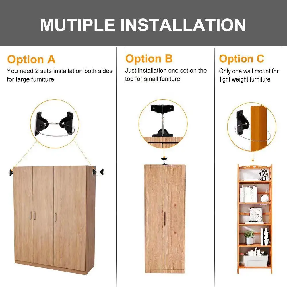 Factory Cheap Baby Proofing Furniture Straps Secure 400 Pound Furniture Prevent Falling Anti Tip Furniture Anchors