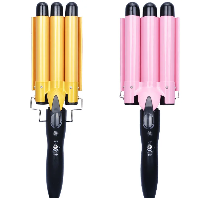 
Egg Roll head temperature adjustment three-bar hair curler water corrugated perm stick ionic hair straightener brush 