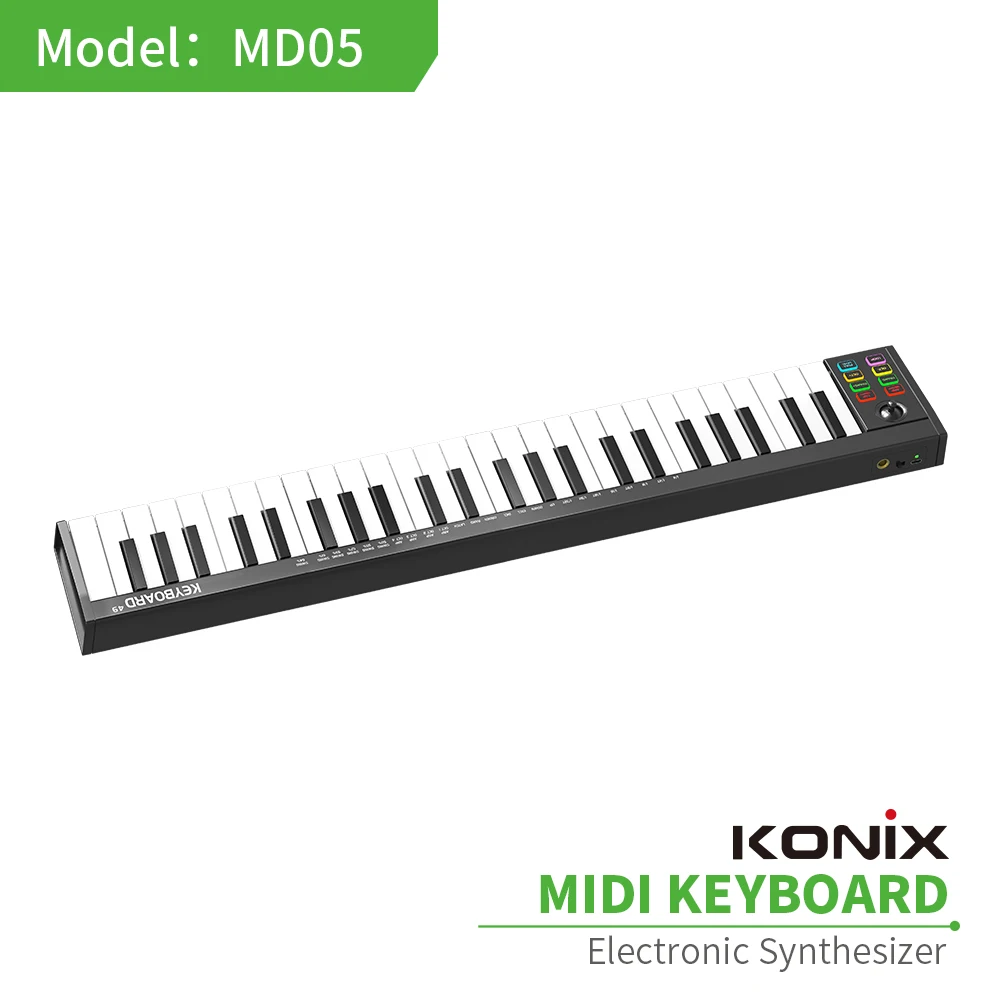 Konix 2024 new midi keyboard  LED Screen 49keys MIDI Keyboard electronic piano midi controller with pads arrange