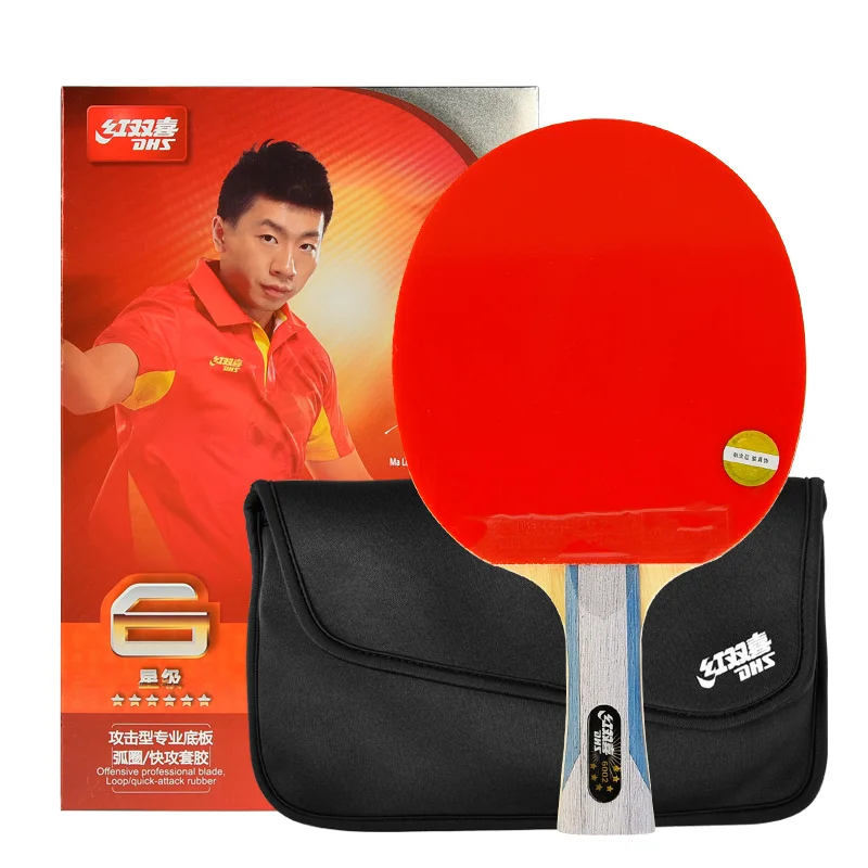 DHS 6-star Horizontal Vertical double-sided rubber professional PingPong Racket table tennis bat