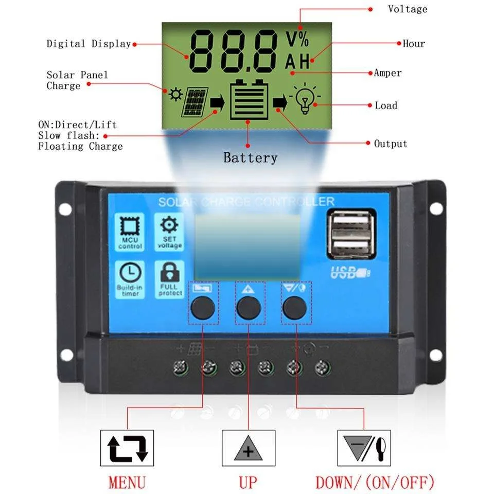 Wholesale 12v/24v Solar Panels Gel Sealed Flooded And Lithium Battery Charger Controller