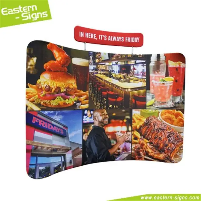 Custom Made Foldable Aluminum Tension Fabric Curved Shape Advertising ultra Slim Size Photo Booth for Display