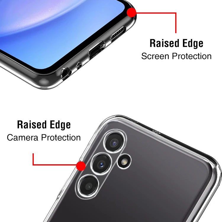 For Samsung A05 A15 A25 A35 A55 A04 A13 A14 A22 A series 2.0mm Clear soft TPU protective shell cover cell mobile phone case