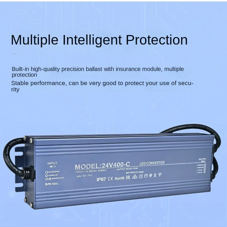 IP67 Waterproof Dual Output LED Switching Power Supply Outdoor Rainproof 12V24V36V High Power Transformer Low Light Strip