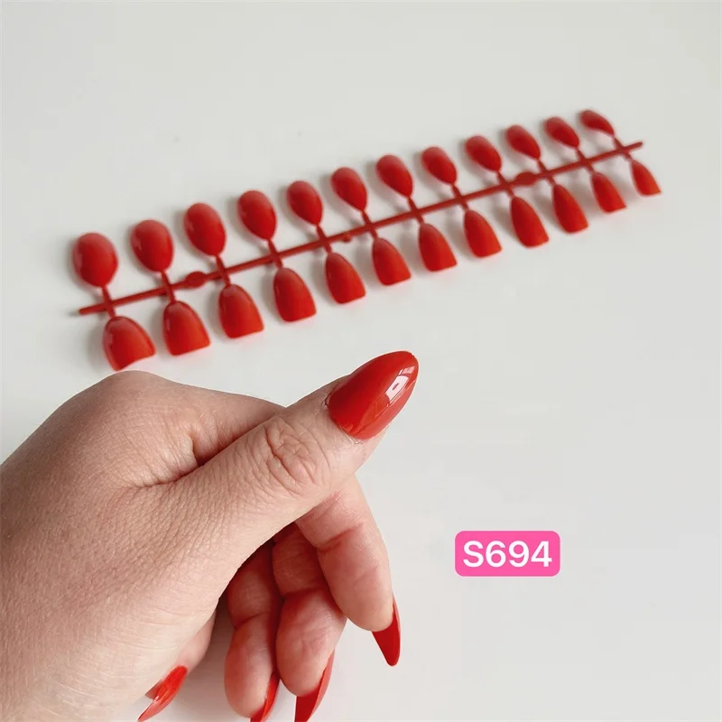 New Arrivals Bright Pink Acrylic False Nails For Girl Beauty Long Ballerina Glossy Press On Nails