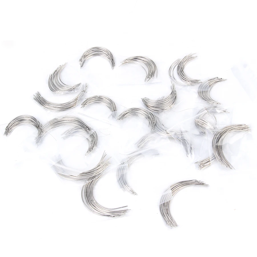 Leeons Cheap Price 6cm 9cm Sewing Needles Weaving Wig Tools C Curved Needles For Hair Extension