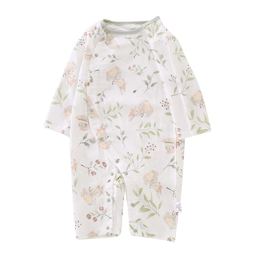 Summer Wholesale Bamboo Cotton Soft Long Sleeve Air Conditioning Pajamas Boutique Knitted Romper Baby