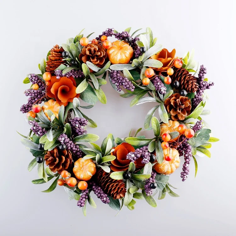 High Quality Wholesale Custom Cheap Thanksgiving Pumpkin Wreath Holiday Decorations Gift
