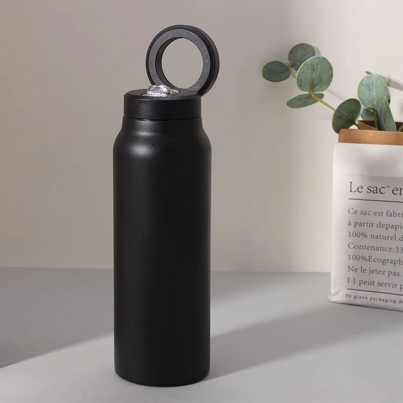 720ml Magnetic Bottle Insulated Stainless Steel Water Bottle Straw Lid Sport Bottle Magnet Compatible Handle Adjustable Angles