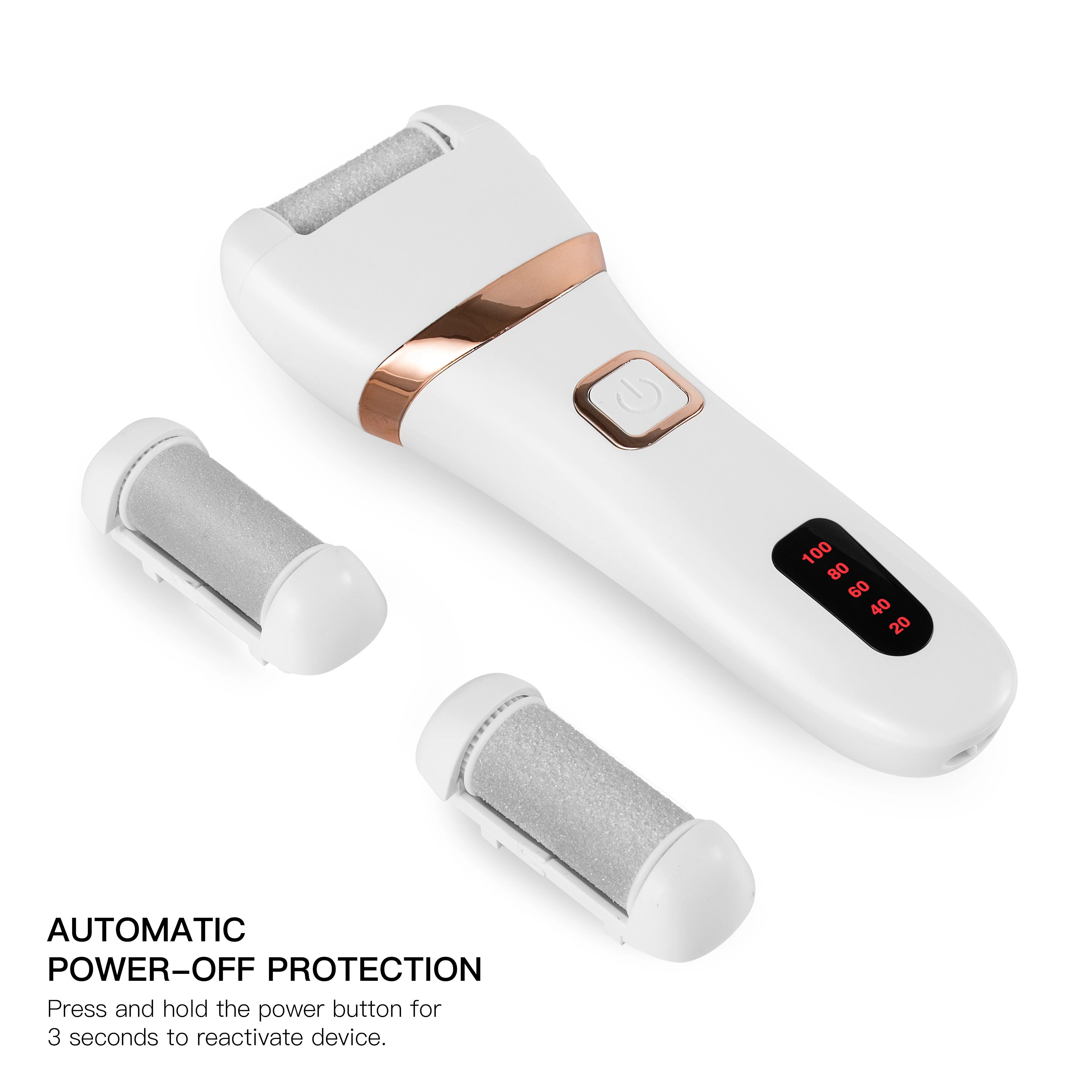 professional callus remover machine  electric USB wire LED display foot callus remover with 3 roller