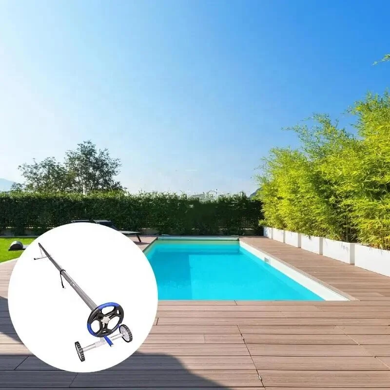 Popular Style Swimming Pool Cover Reel with Aluminium Stands for In-ground Swimming Pool