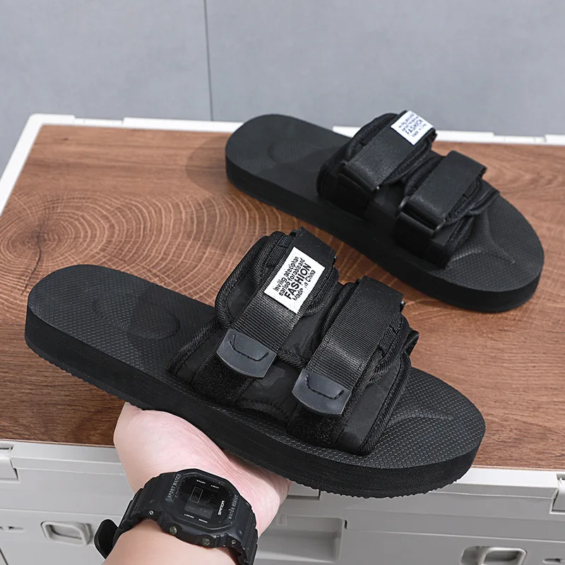 Wholesale Men Slippers Light Weight Custom Logo Men Sandals Summer Beach Slides Shoes Anti-slip Eva Cotton Fabric Unisex 5 Pairs