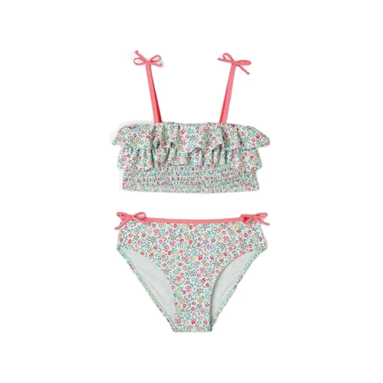 Customized Anti UV girls swimwear Girls Bikini Sets  baby floral printing swim set two piece kids  Swimwear Bikinis
