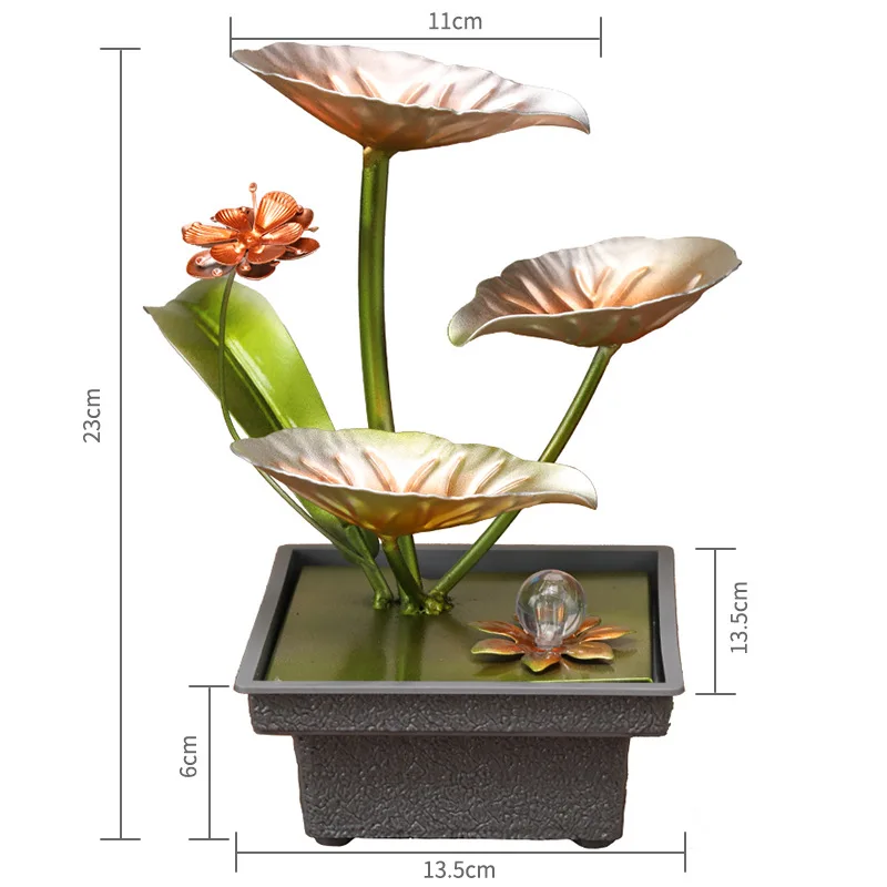 Art Battery Flowing Decoration Creative Wealth USB Charging Cable Iron Indoor Desktop Humidification Battery Fountain