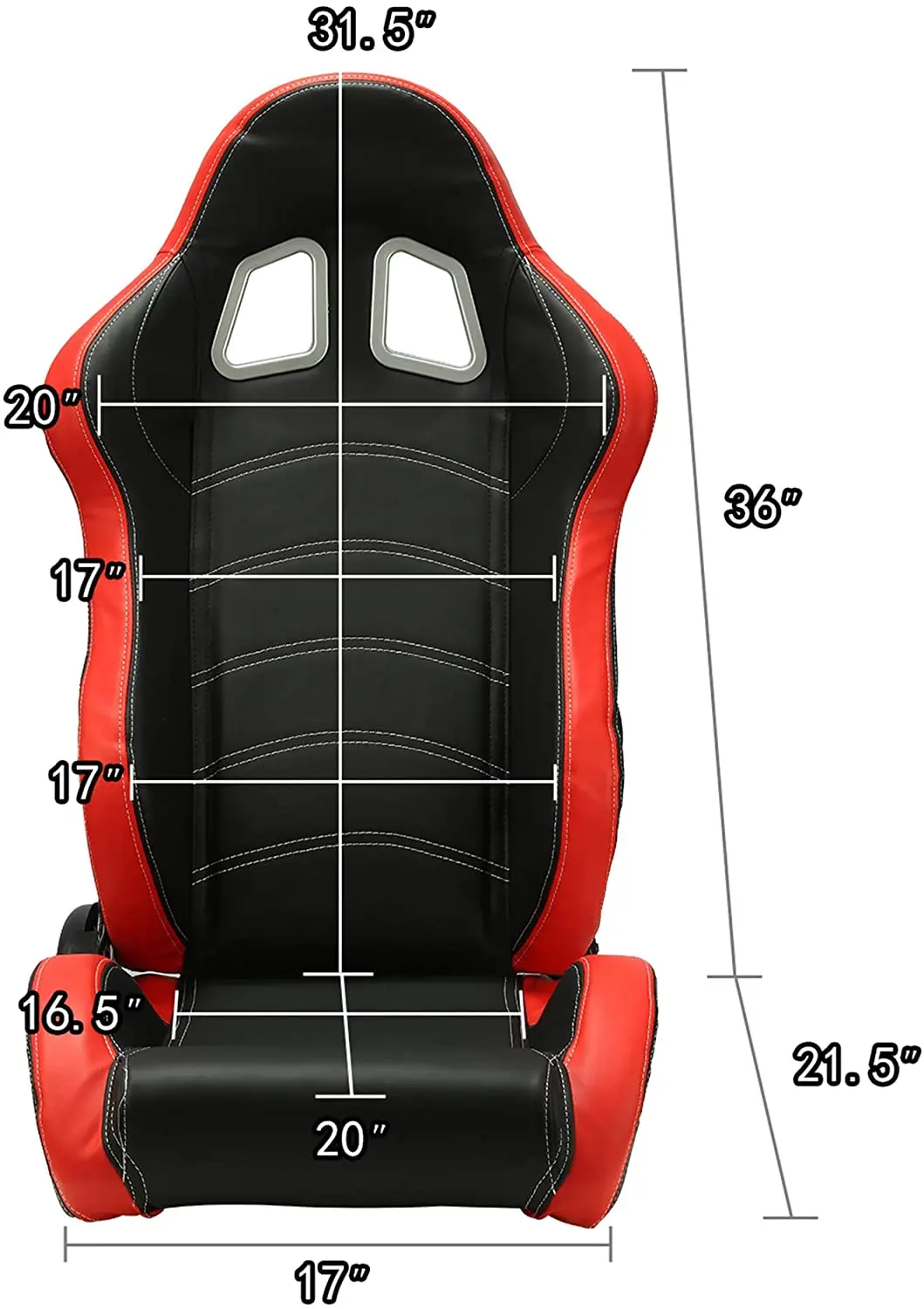 Jiabeir Customized Logo Black Red PVC Leather With White Line Double Slider Bucket Seat