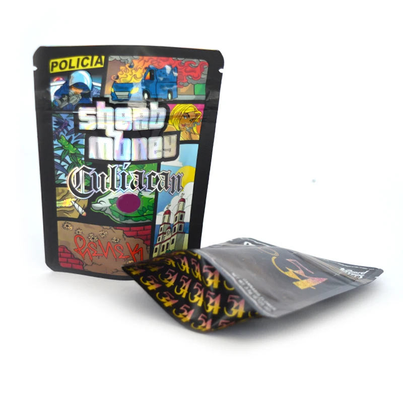 Holographic Child Resistant 1g 3.5g 7g 14g 28g Gram custom laser bag premium Smell Proof Zip Lock Custom Printed 3.5 G Mylar Bag