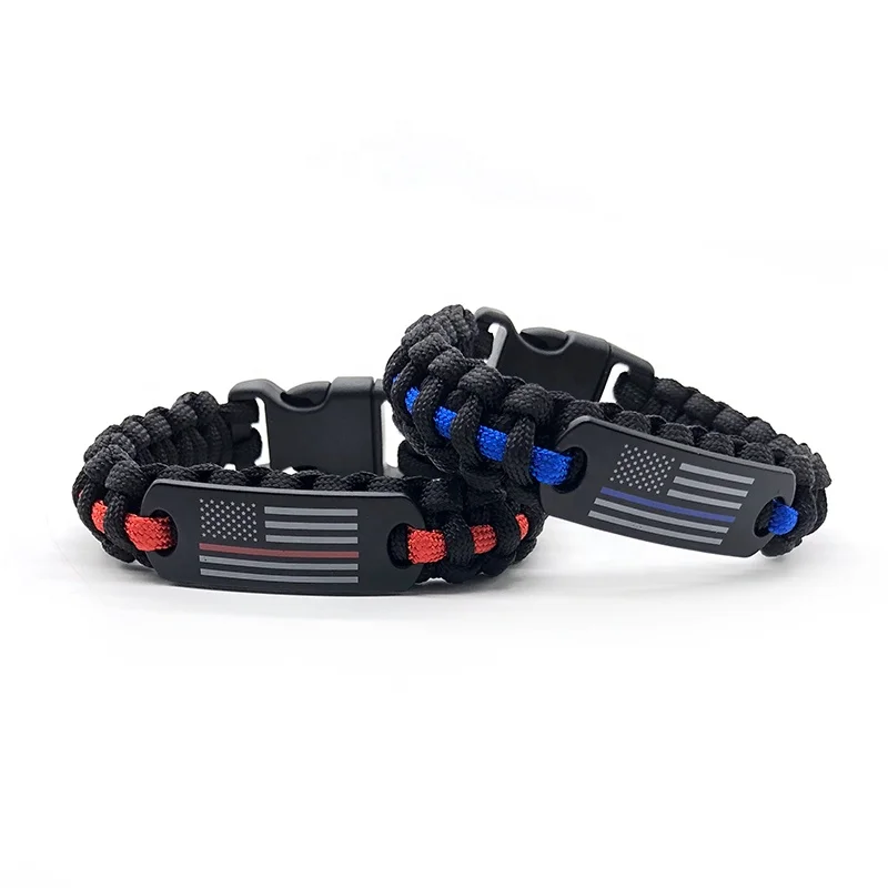 Hot sale 550 survival paracord bracelet thin bule line handmade paracord bracelet