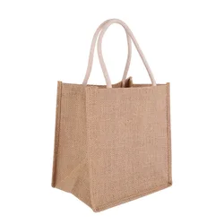 Wholesale Custom Printed Burlap Handbag Eco- Friendly Jute Tote Bag Reusable Shopping Small Waterproof Bags