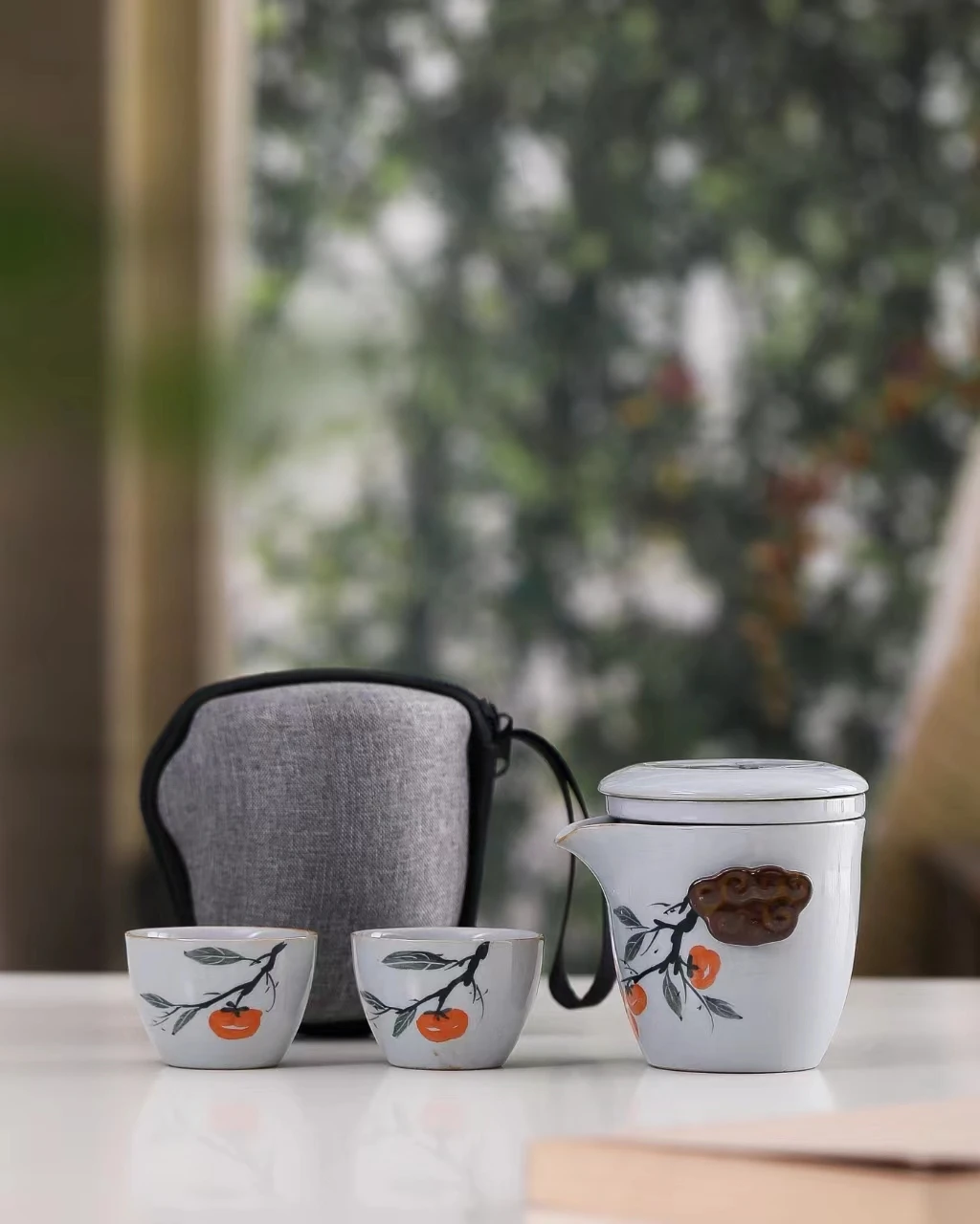 Набор керамических чайника с ручной росписью и сочетающейся сумочкой для кофе чая
